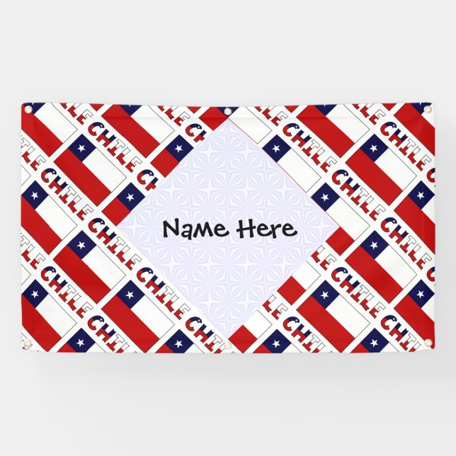 Chile Chilean Flag Tiled Personalized Name  Banner (Horizontal)