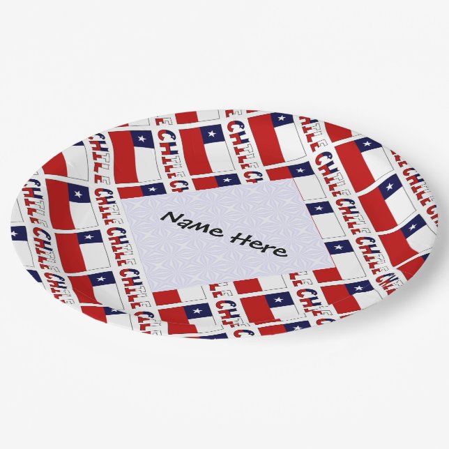 Chile Chilean Flag Tiled Personalized  Paper Plate (Angled)