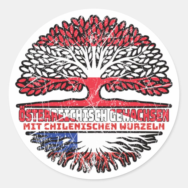 Chile Chilenisch Österreichisch Österreich Baum Classic Round Sticker (Front)