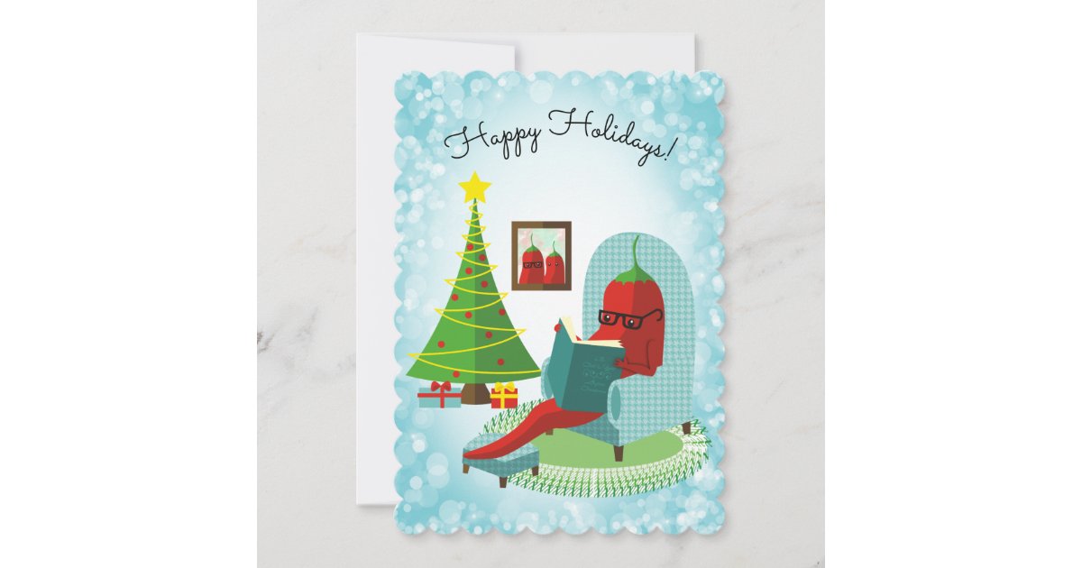 Chile chili pepper reading culinary Christmas card Zazzle.ca