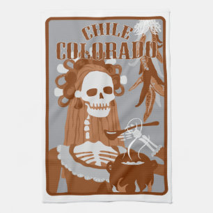 chile colorado : orange burn kitchen towel