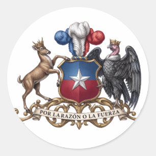 Chile country coat arms symbol emblem flag classic round sticker