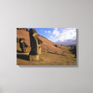 Chile, Easter Island. Hillside with Moai Canvas Print