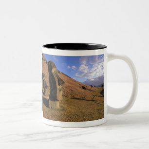 Chile, Easter Island. Hillside with Moai Two-Tone Coffee Mug