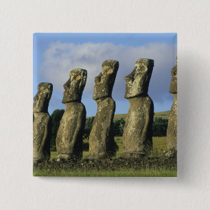 Chile, Easter Island, Rapa Nui, Ahu Akivi 2 Inch Square Button