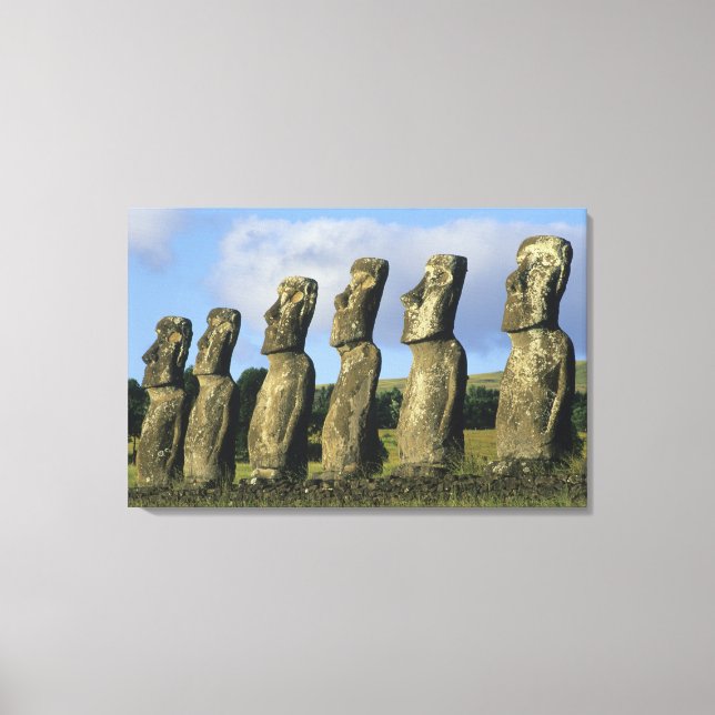 Chile, Easter Island, Rapa Nui, Ahu Akivi Canvas Print (Front)