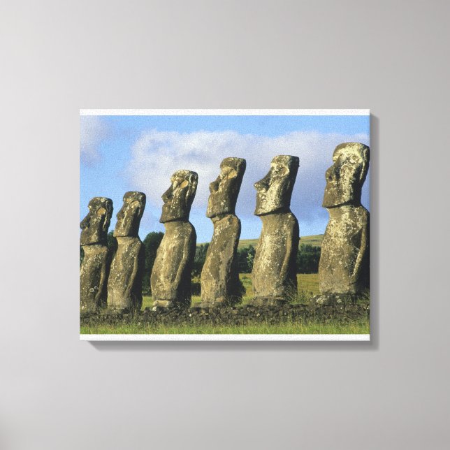 Chile, Easter Island, Rapa Nui, Ahu Akivi Canvas Print (Front)