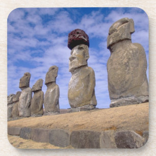 Chile, Easter Island. The 15 Moais at Ahu Coaster
