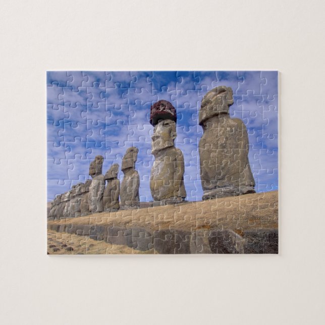 Chile, Easter Island. The 15 Moais at Ahu Jigsaw Puzzle (Horizontal)