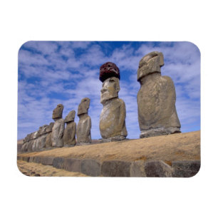 Chile, Easter Island. The 15 Moais at Ahu Magnet