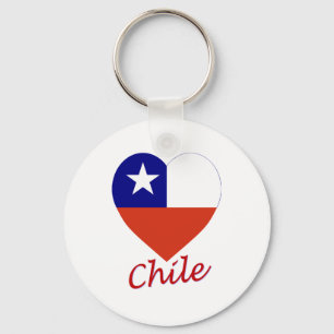 Chile Flag Heart Keychain