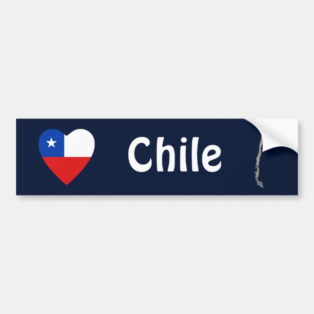 Chile Flag Heart + Map Bumper Sticker (Front)