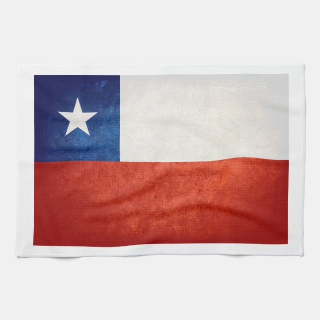 Chile Flag; Kitchen Towel (Horizontal)