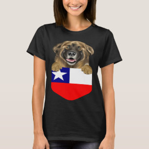 Chile Flag Leonberger Dog In Pocket T-Shirt