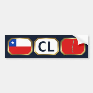 Chile Flag Map Code Bumper Sticker