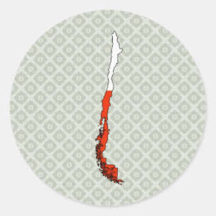 Chile Flag Map full size Classic Round Sticker