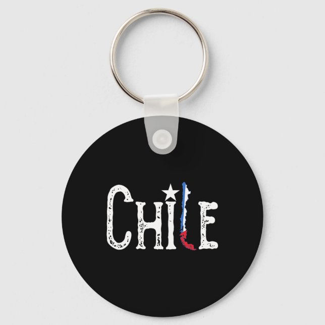 Chile Flag Map Patriotic Independence Day  Keychain (Front)
