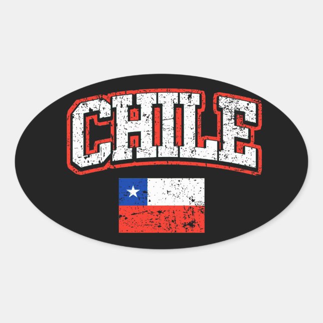 Chile Flag Oval Sticker (Front)