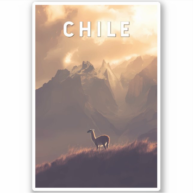Chile Illustration Travel Art Vintage (Front)