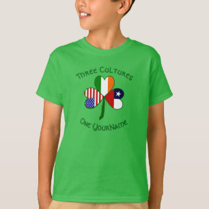 Chile Ireland USA Shamrock Flag Personalized T-Shirt