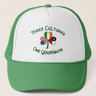 Chile Ireland USA Shamrock Flag Personalized Trucker Hat