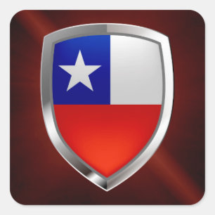 Chile Mettalic Emblem Square Sticker
