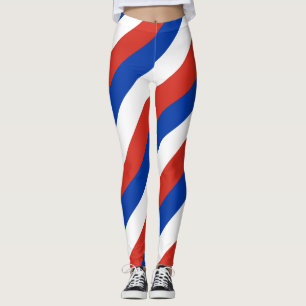 Chile National Flag Colours Diagonal Striped Leggings
