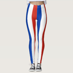 Chile National Flag Colours Vertical Striped Leggings