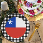 Chile Plate, buffalo plaid & Chilean Flag Paper Plate<br><div class="desc">Paper Plates: Rustic Chile party plates featuring Chilean flag surrounded by black and white buffalo plaid pattern - love my country,  festive decor,  national patriots / sports fans</div>