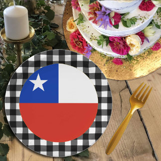 Chile Plate, buffalo plaid & Chilean Flag Paper Plate