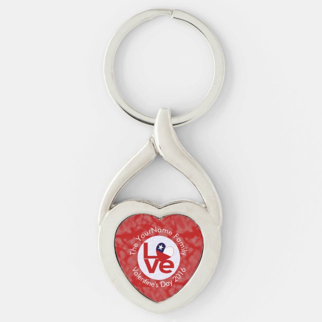 Chile Red LOVE Flag Personalized  Keychain (Front)
