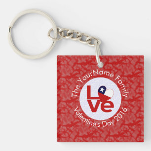 Chile Red LOVE Flag Personalized  Keychain