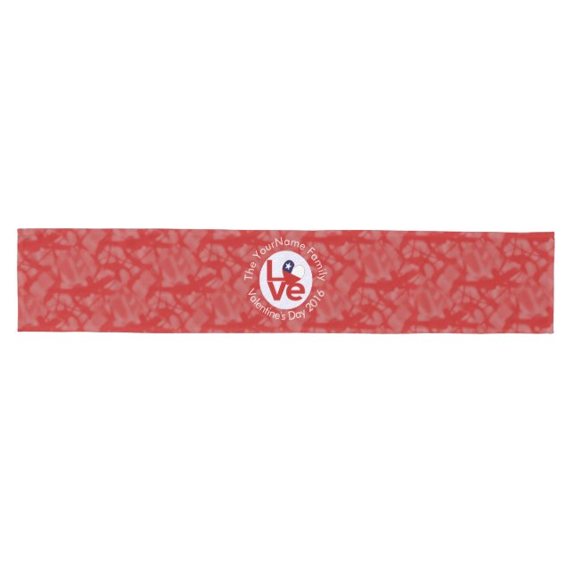 Chile Red LOVE Flag Personalized  Medium Table Runner (Horizontal)