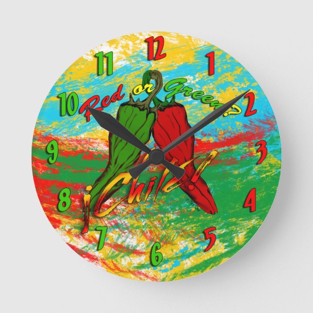 Chile - Red or Green? Round Clock (Front)