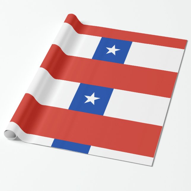 Chile Red White Blue Wrapping Paper (Unrolled)