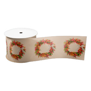 Chile Ristra Wreaths Pattern Satin Ribbon