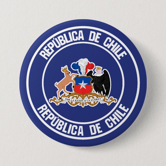 Chile Round Emblem 3 Inch Round Button (Front)