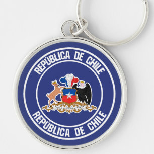 Chile Round Emblem Keychain
