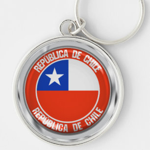 Chile Round Emblem Keychain