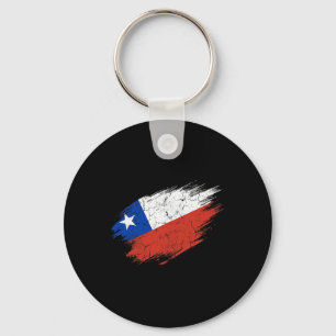 Chile Soccer Fan Tattered Flag National Pride  Keychain