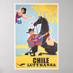 Chile Travel Poster Vintage South America Print