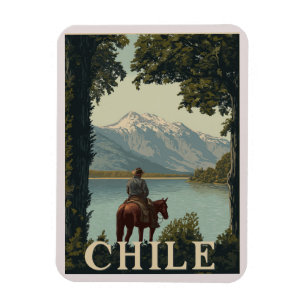 Chile Vintage Travel   Andes Mountain Magnet