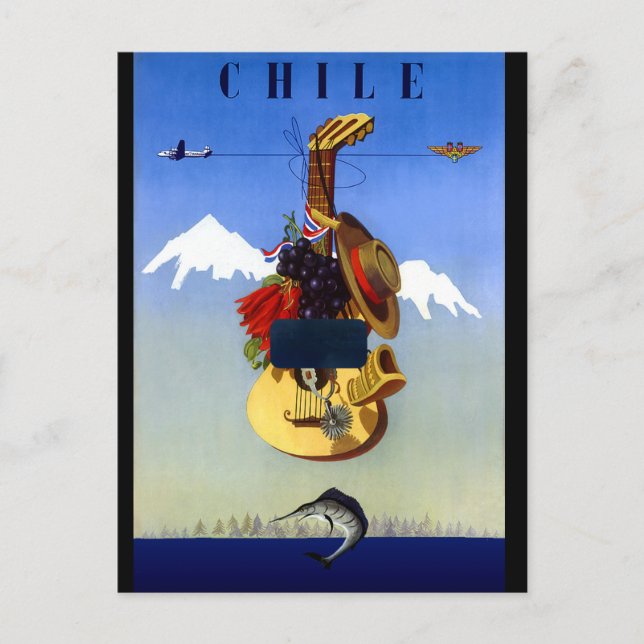Chile Vintage Travel Poster Postcard (Front)