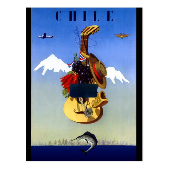Chile Vintage Travel Poster Postcard