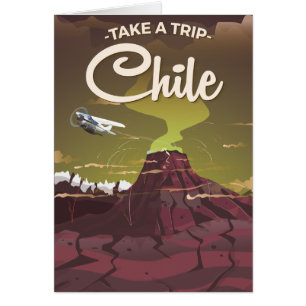 Chile Volcano vintage travel poster