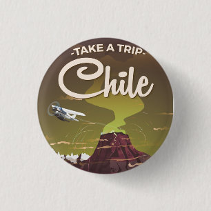 Chile Volcano vintage travel poster 1 Inch Round Button