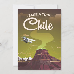 Chile Volcano vintage travel poster Invitation