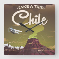 Chile Volcano vintage travel poster