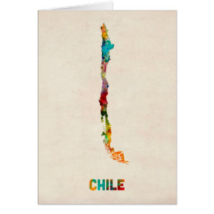 Chile Watercolor Map