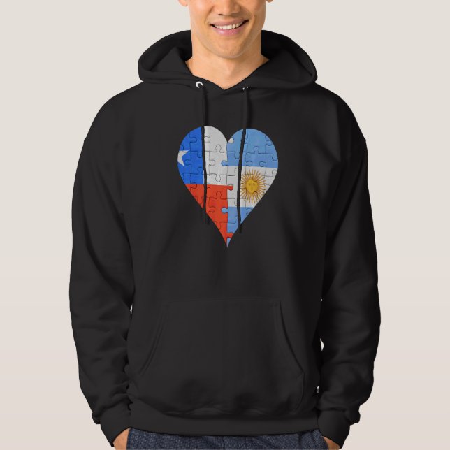 Chilean Argentinian Flag Heart Hoodie (Front)